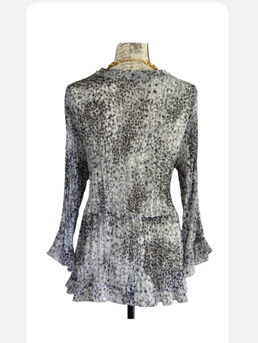 Sheer Open Front Ruffled Blouse. - Picture 2 of 9